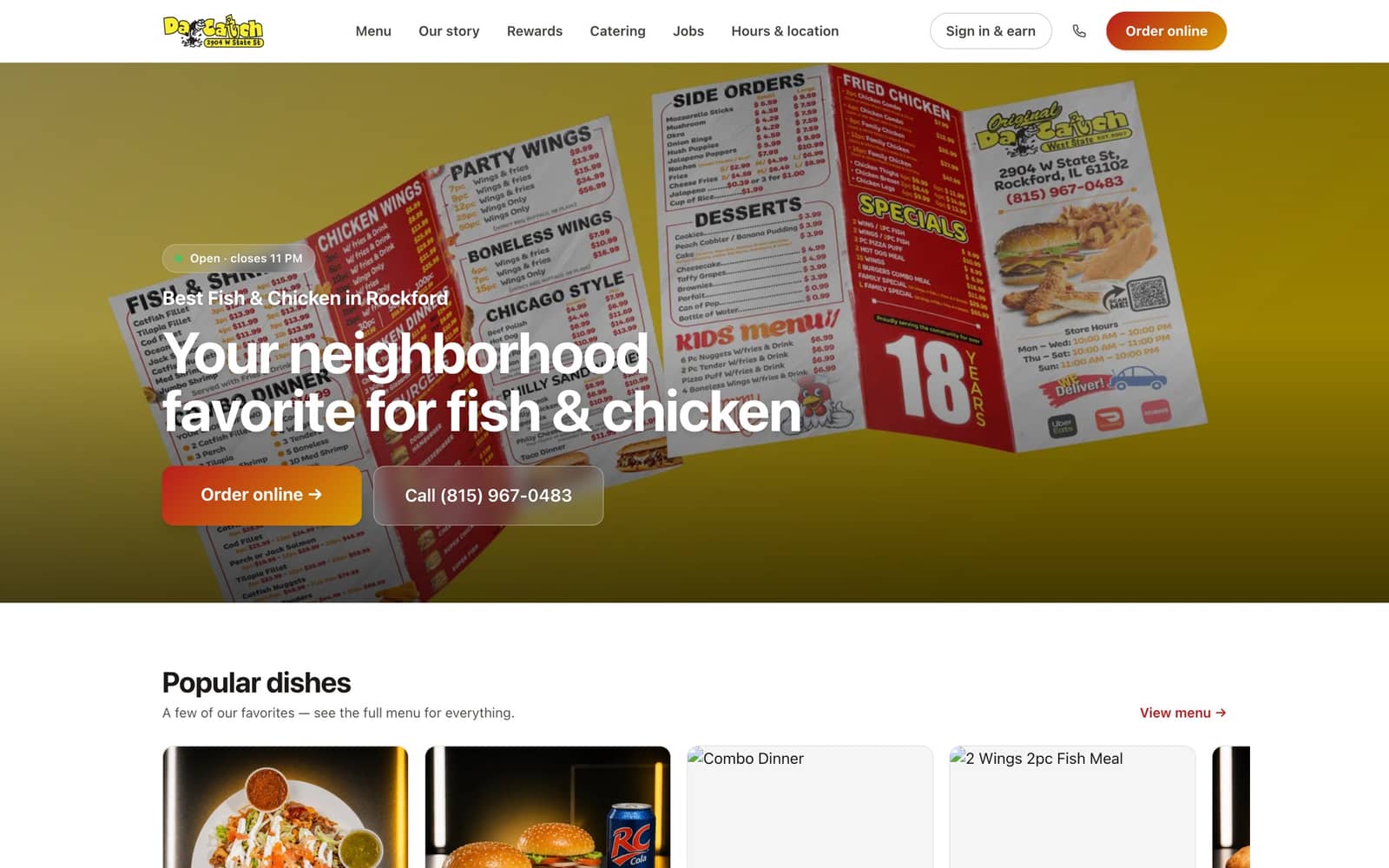 Da Catch Fish & Chicken - W State's live ordering website, running on MasOrder